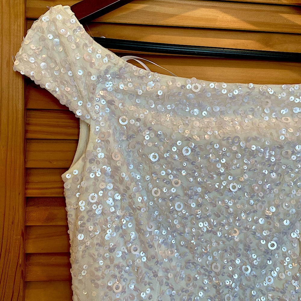 Allover Sequin Off the Shoulder wedding dress prom dress